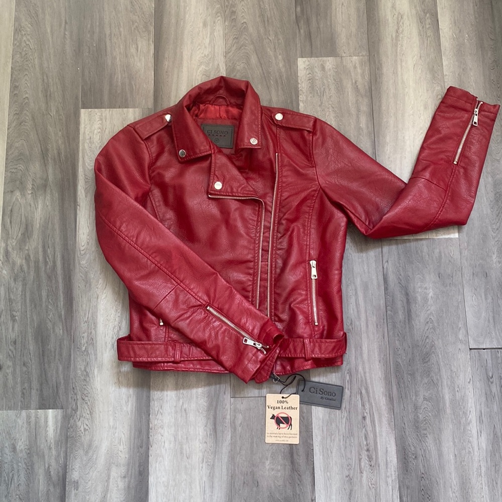 Maroon Vegan Leather Jacket